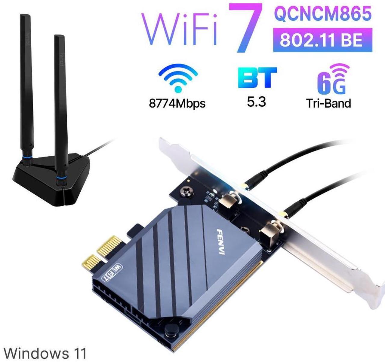 Alt view image 7 of 7 - WiFi 7 PCIe Network Card with QCNCM865 Chip - Tri-Band 5800Mbps Wireless Adapter Bluetooth 5.3 High Gain Antennas Compatible with AMD Motherboards Only Compatible With Windows 11