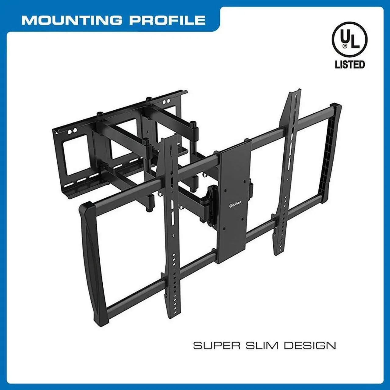 Alt view image 4 of 6 - QualGear® Heavy Duty Full Motion TV Wall Mount for 60-100 Inch Flat Panel and Curved TVs, Black (QG-TM-092-BLK) [UL Listed]