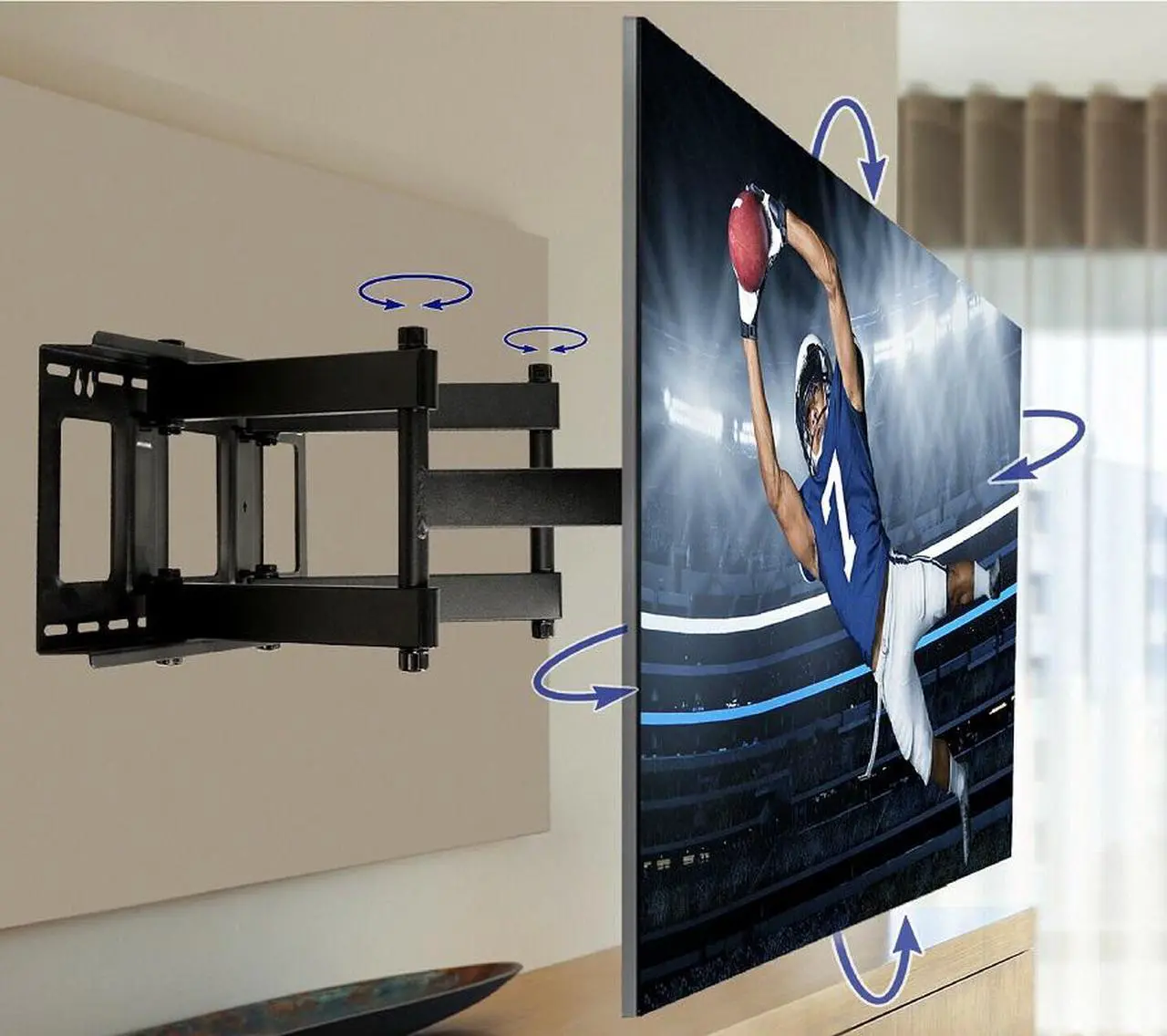 Alt view image 3 of 6 - QualGear® Heavy Duty Full Motion TV Wall Mount for 60-100 Inch Flat Panel and Curved TVs, Black (QG-TM-092-BLK) [UL Listed]