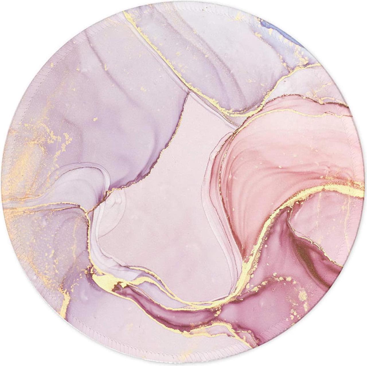 Alt view image 2 of 7 - Mouse Pad Anti Slip Rubber Round Mousepads Desktop Notebook Mouse Mat with Stitched Edge for Working and Gaming (Marble Pretty Pink)
