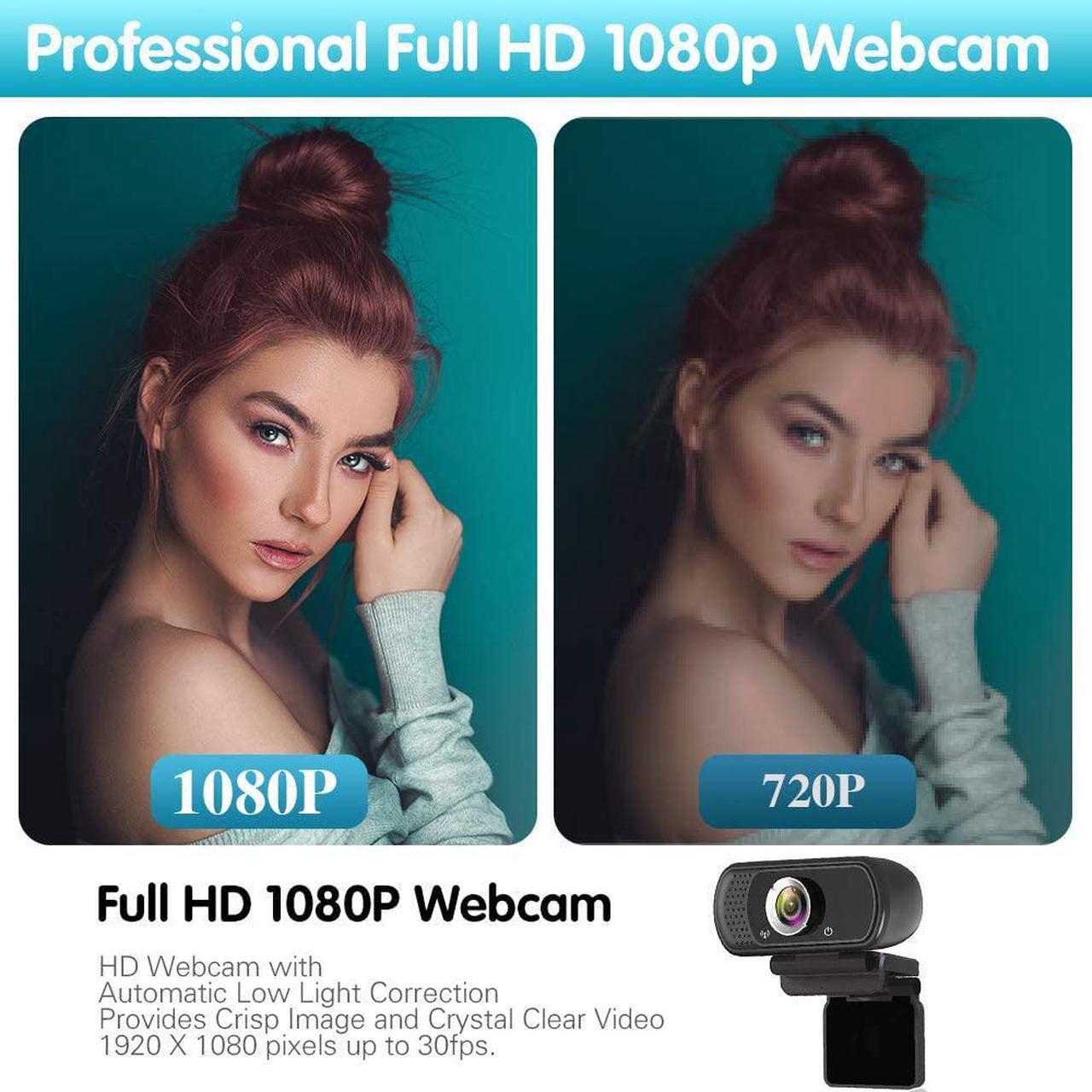 Alt view image 4 of 7 - 1080P Webcam,Live Streaming Web Camera with Stereo Microphone, Desktop or Laptop USB Webcam with 110 Degree View Angle, HD N5 Webcam for Video Calling, Recording, Conferencing, Streaming, Gaming
