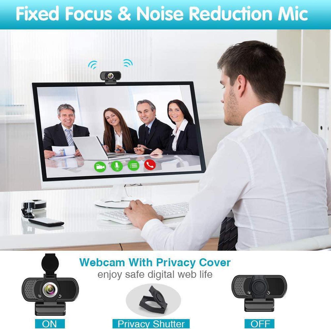 Alt view image 7 of 7 - 1080P Webcam,Live Streaming Web Camera with Stereo Microphone, Desktop or Laptop USB Webcam with 110 Degree View Angle, HD N5 Webcam for Video Calling, Recording, Conferencing, Streaming, Gaming
