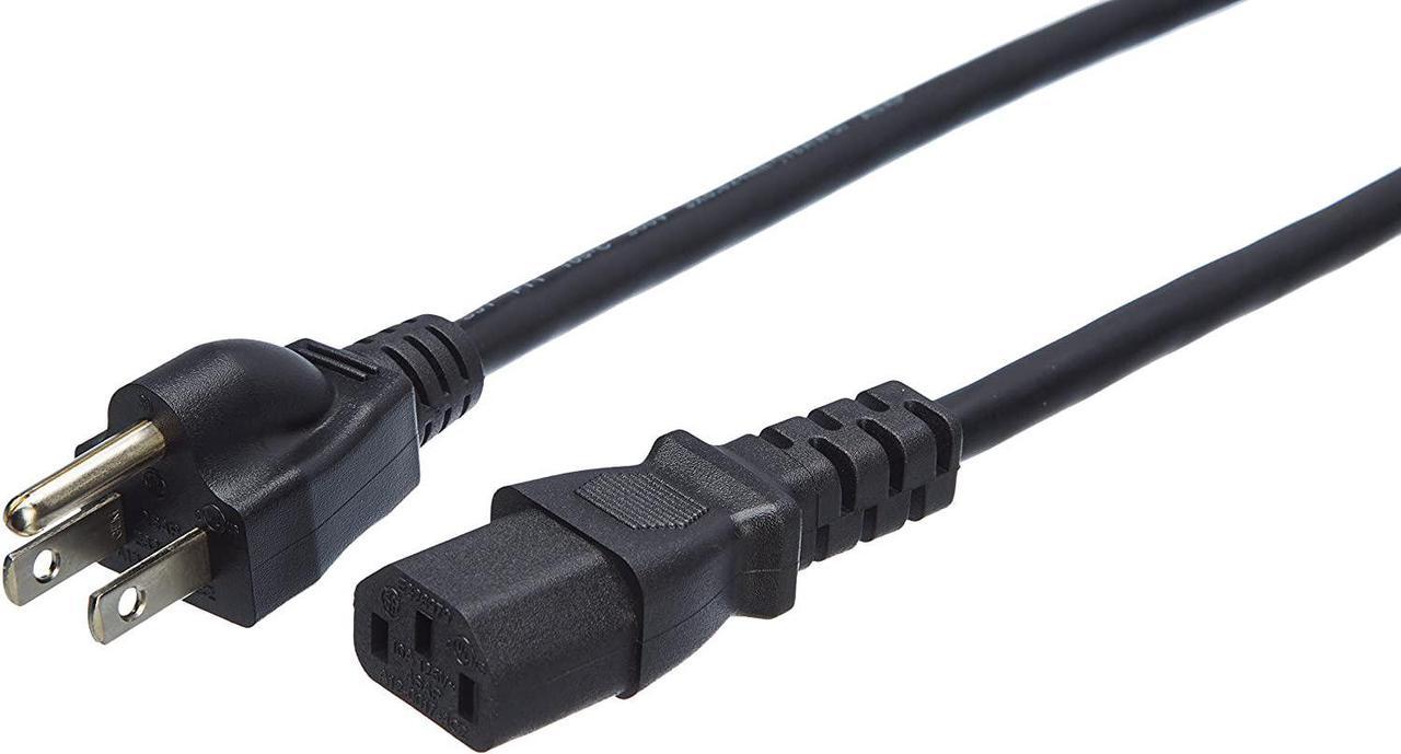 Ama Basics Computer Monitor TV Replacement Power Cord - 6-Foot, Black, 5-Pack