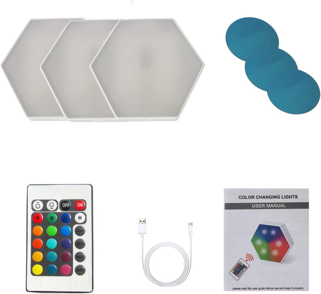 Alt view image 3 of 5 - QLEE 3X Remote Control Led Hexagon Wall Light Wall-Mounted Panel Smart DIY Geometric Modular Light Touch Control RGB Light In Home Office Hotel Bar Festival Children'S Day Christmas Birthday Gift