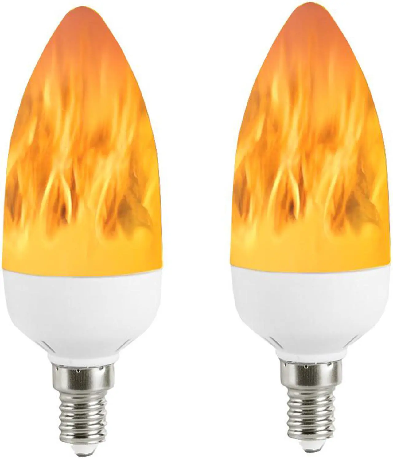 Main image of 2x LED Flame Bulb E12 Candelabra BASE 3 Watt Warm White LED Chandelier Bulbs Flameless Flickering Light For Events Festival Hotel Christmas Holiday Decoration 2 Modes