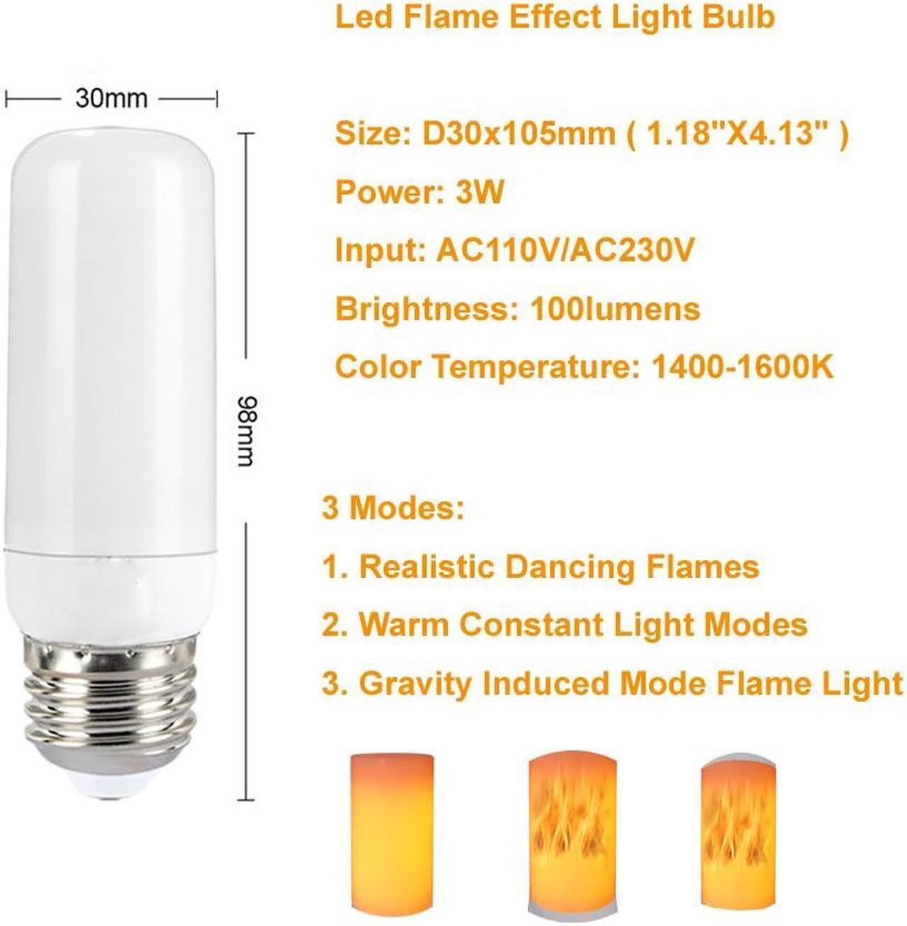 Alt view image 3 of 5 - Led Flame Effect Light Bulb 3w Flickering Fire Light Bulbs With Upside Down Effect Yellow Flame Bulb E26/e27 Vintage Atmosphere For Christmas Holiday Party Restaurant Outdoor Home Decor 2 Pack