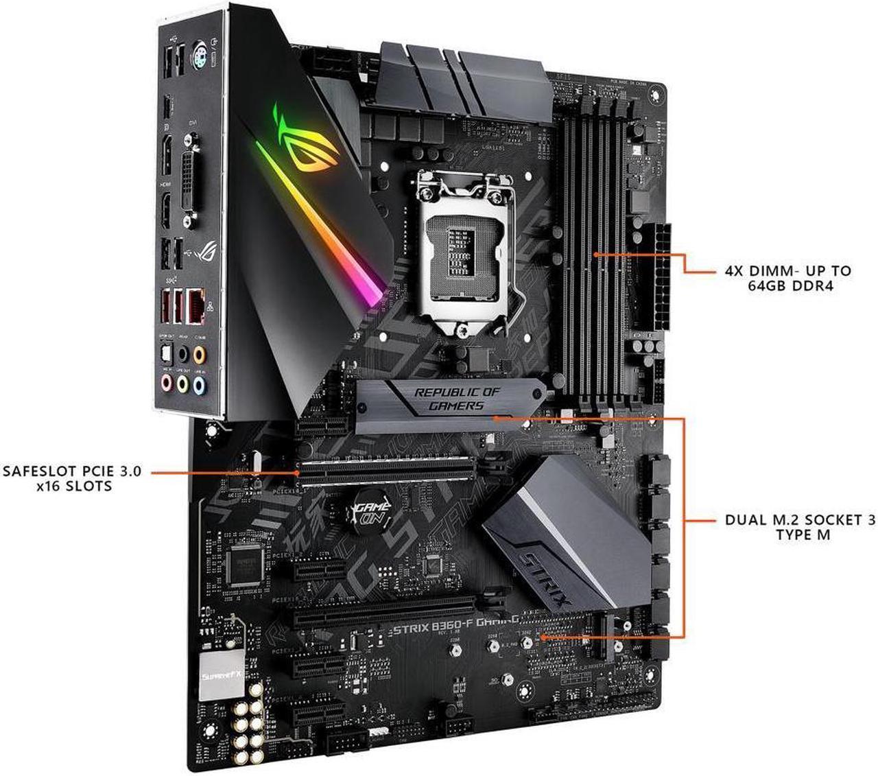 ASUS ROG STRIX B360-F GAMING LGA1151 (300 Series) DDR4 DP HDMI DVI M.2 ATX Motherboard