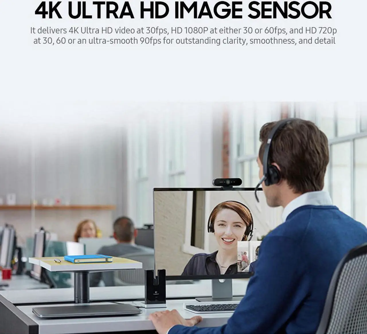 Alt view image 3 of 7 - Logitech C1000e 4K Wide-angle Camera USB Webcam Built-in Omnidirectional Noise Reduction Microphone