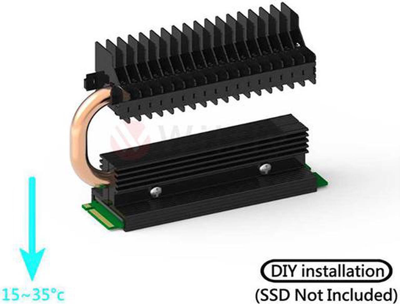 COOLM2SSD - M.2 SSD Radiator Heatsink with Heat Pipe, Compatible with PCIE NVME M.2 2280/SATA M.2 2280 SSD. With Thermal Silica Pad (Excluding SSD), Cooling Effect up to 30 Degrees. OEM/ODM Welcome!