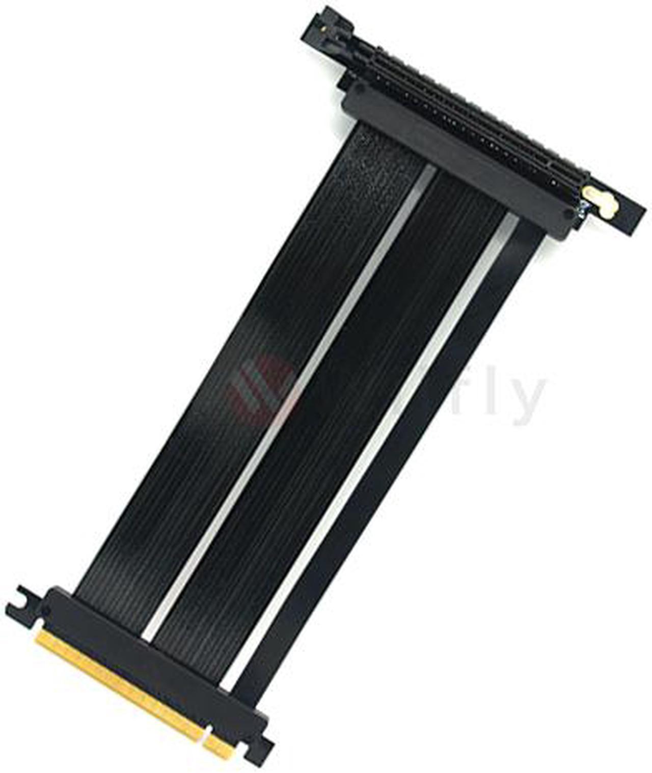 PCIE16EL30-V4 300mm PCI-E 4.0x16 High Quality Flexible EMI Extender Riser Cable - Left Angled, Extended with No Transmission Speed Loss, Mounting Gaming/GPU Support up to 4.0/16GB. OEM/ODM Welcome!