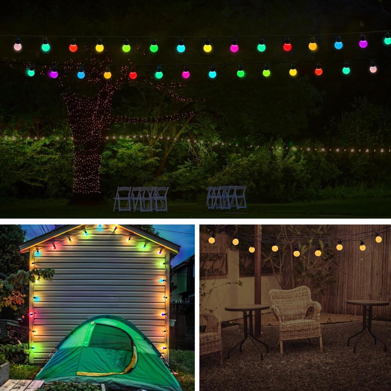 Alt view image 7 of 7 - Benature Color Changing LED Outdoor String Lights 48ft RGB Patio Lights with Remote Control Dimmable 25pcs Globe Bulb String Light Hanging for Balcony Pergola Gazebo Backyard Lighting