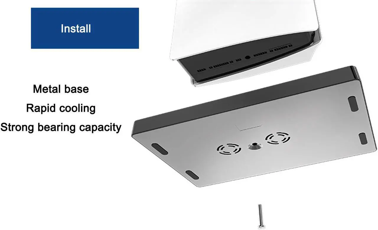 Alt view image 4 of 5 - Vertical Stand with Headset Holder and Cooling Fan Base for PS5 Console & Playstation 5 Accessories, 1 Headphone Stand, 2 Controller Chargers, 15 Game Disc Slots and 1 Media Remote Organizer