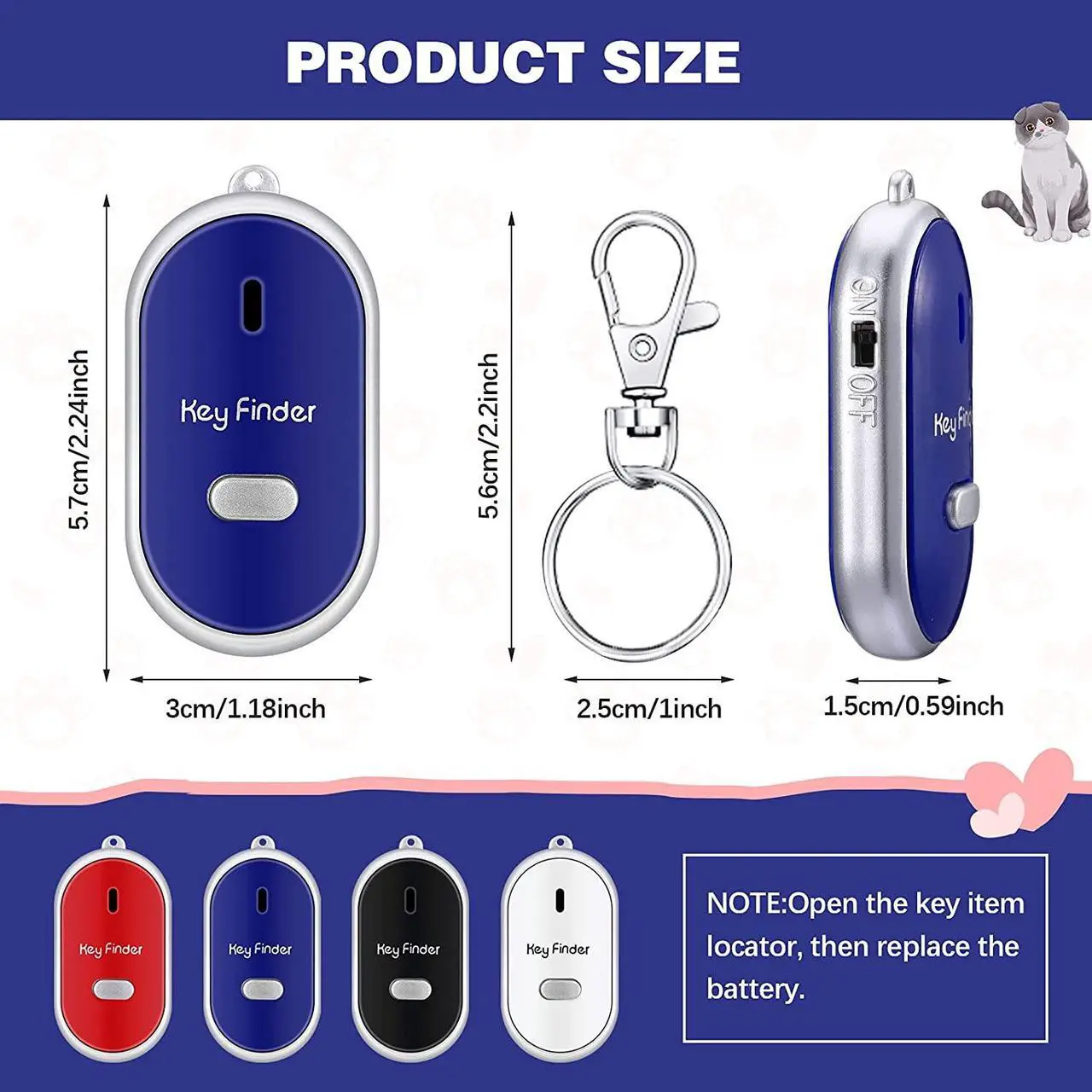Alt view image 2 of 7 - 4 Pcs KeyTag Key Finder LED Light Remote Sound Control Lost Key Finder with 4 Pieces Keychains Key Locator Device Phone Keychain for Child Elderly Pet Luggage