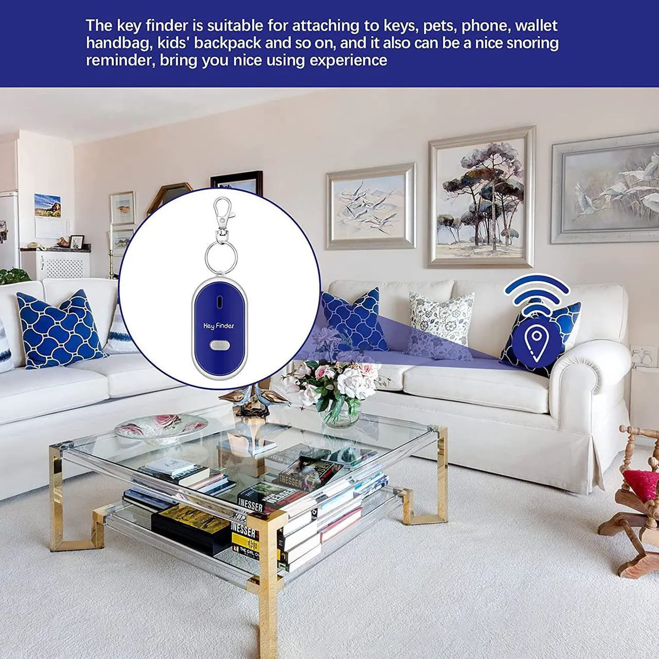 Alt view image 7 of 7 - 4 Pcs KeyTag Key Finder LED Light Remote Sound Control Lost Key Finder with 4 Pieces Keychains Key Locator Device Phone Keychain for Child Elderly Pet Luggage