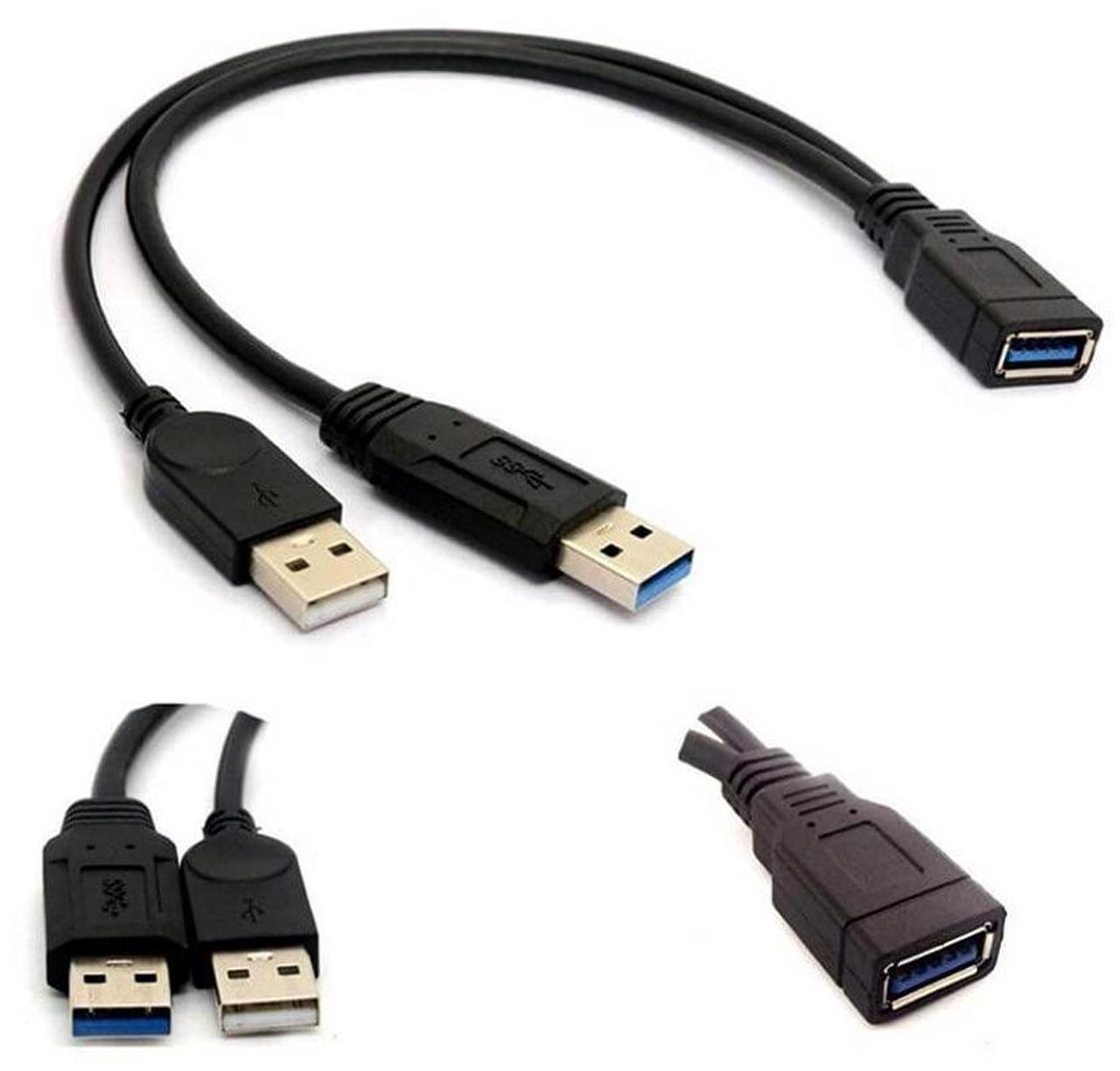 Alt view image 2 of 7 - DIXSG USB 3.0 Female to Dual USB Male Extra Power Data Y Extension Cable Splitter Adapter for 2.5" Mobile Hard Disk Black
