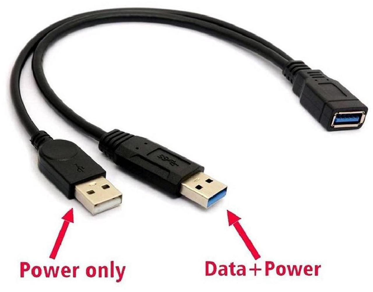 Alt view image 4 of 7 - DIXSG USB 3.0 Female to Dual USB Male Extra Power Data Y Extension Cable Splitter Adapter for 2.5" Mobile Hard Disk Black