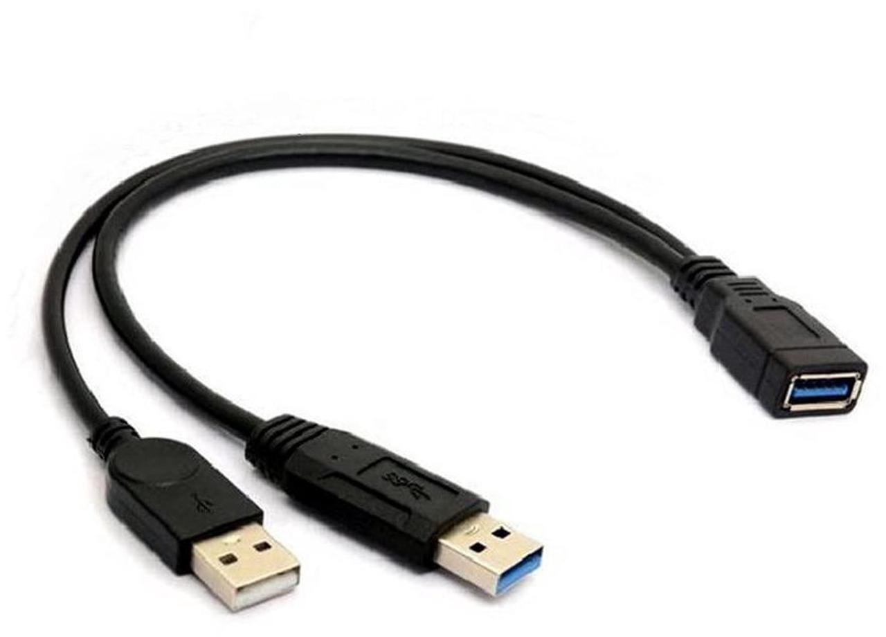 Alt view image 5 of 7 - DIXSG USB 3.0 Female to Dual USB Male Extra Power Data Y Extension Cable Splitter Adapter for 2.5" Mobile Hard Disk Black
