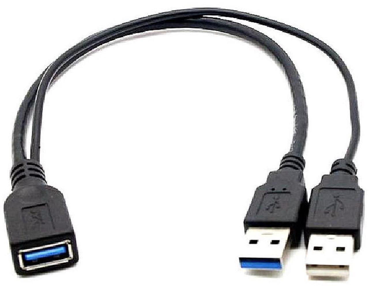 Alt view image 6 of 7 - DIXSG USB 3.0 Female to Dual USB Male Extra Power Data Y Extension Cable Splitter Adapter for 2.5" Mobile Hard Disk Black