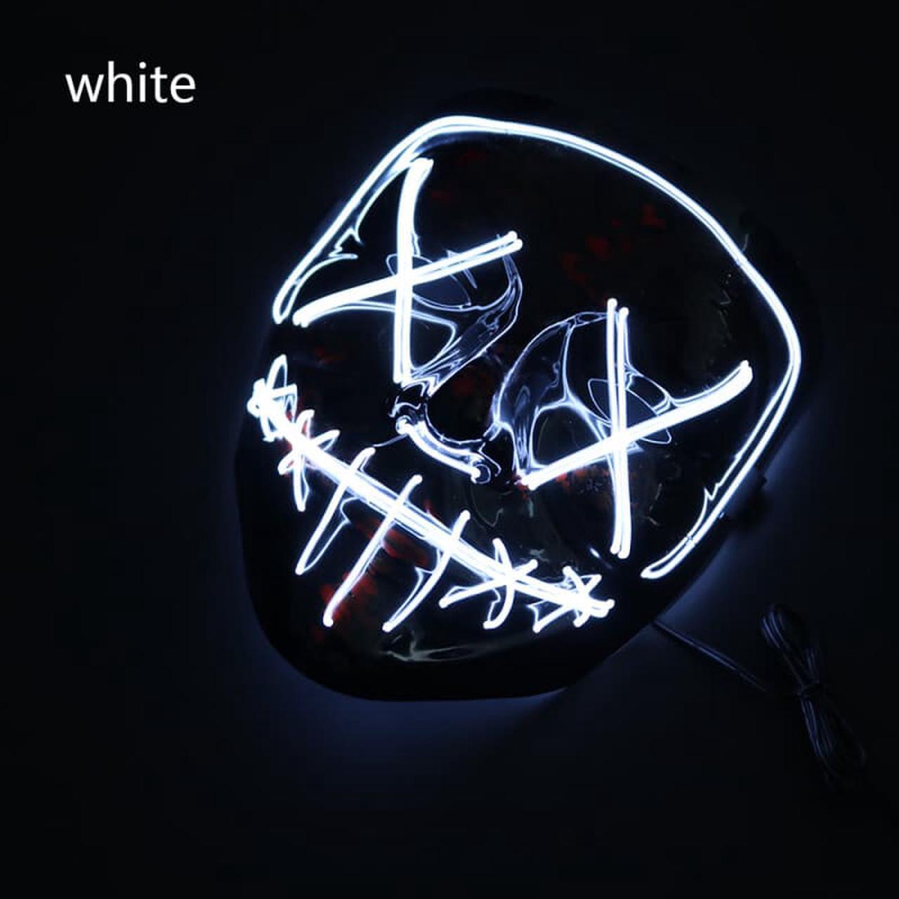 Alt view image 2 of 2 - Halloween Led Light Up Mask, Purge Mask, Scary EL Wire Light up Mask Cosplay Led Costume Mask for Halloween, Festival, Party