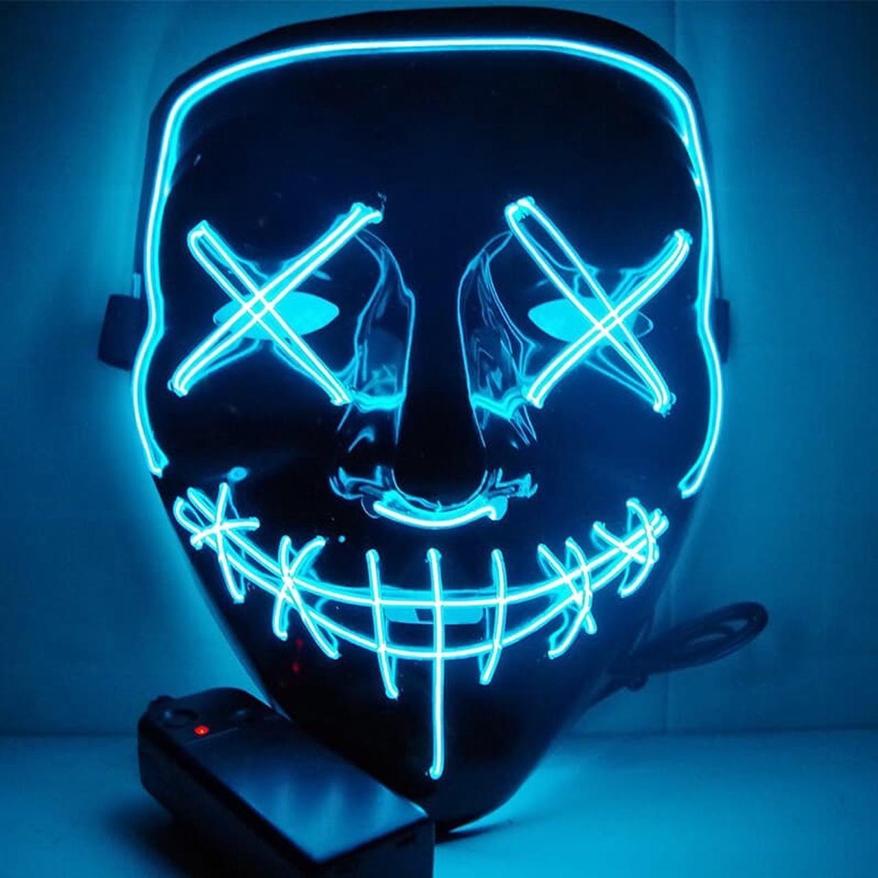 Main image of Halloween Led Light Up Mask, Purge Mask, Scary EL Wire Light up Mask Cosplay Led Costume Mask for Halloween, Festival, Party