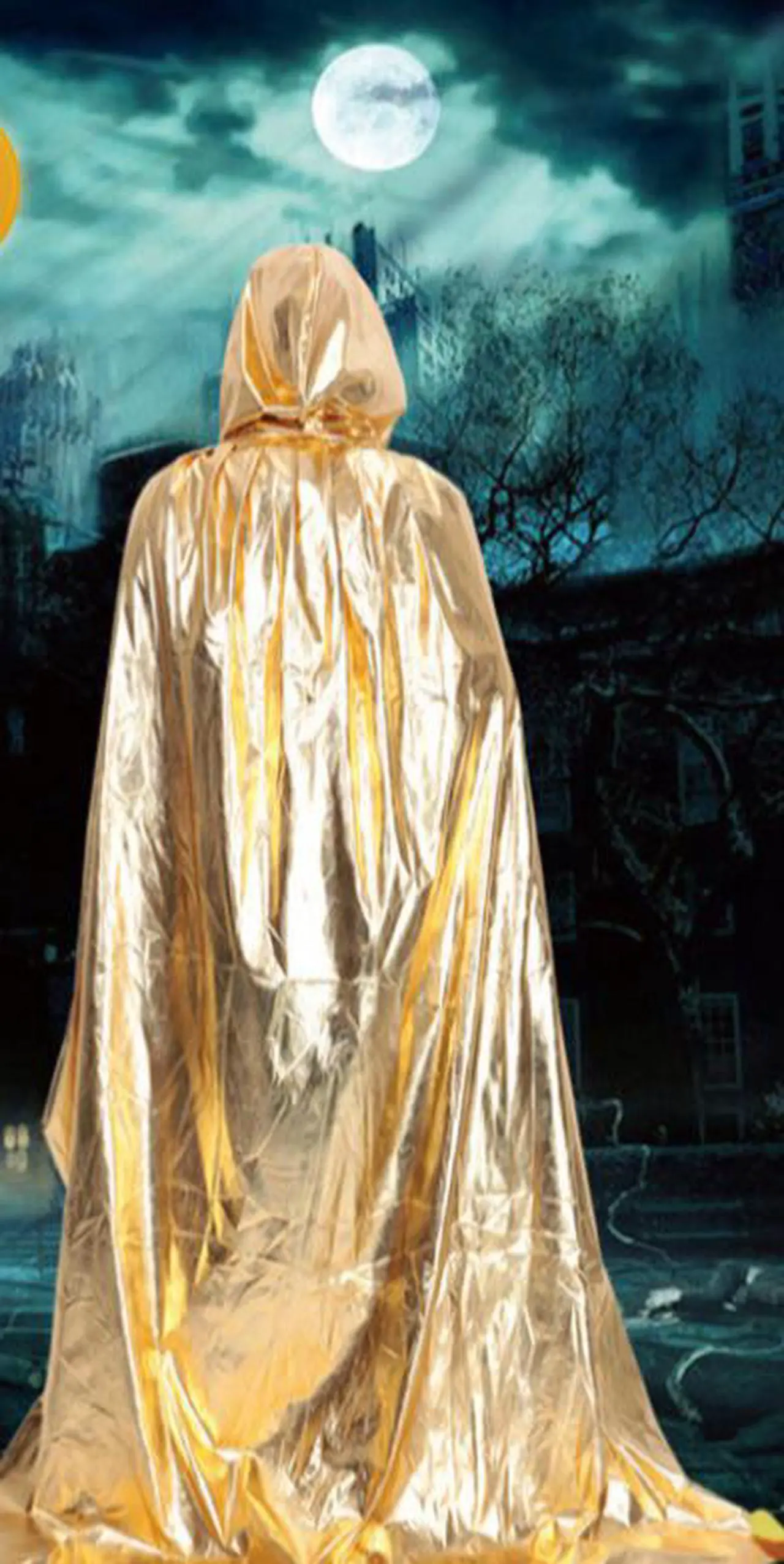 Main image of Halloween costume Grim Reaper light cloth cloak horror wizard ghost festival performance dress up golden cloak