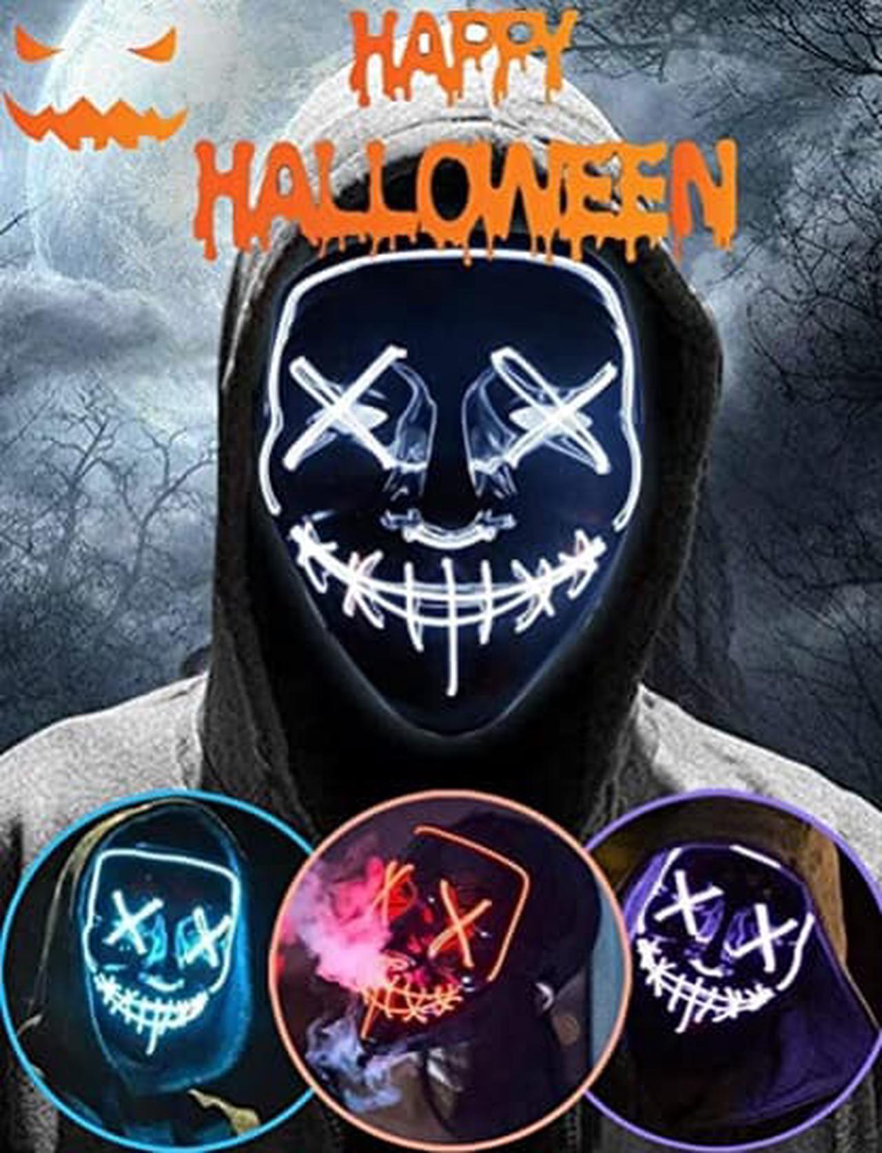 Main image of Halloween Led Light Up Mask, Purge Mask, Scary EL Wire Light up Mask Cosplay Led Costume Mask for Halloween, Festival, Party