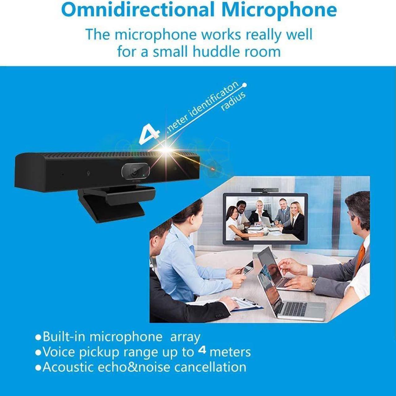 Alt view image 4 of 7 - Conference Room Camera with Microphone and Speaker, Wide Angle USB Video Conference Camera for Mac, PC, Laptop, Desktop (Black with Inverted Phase)