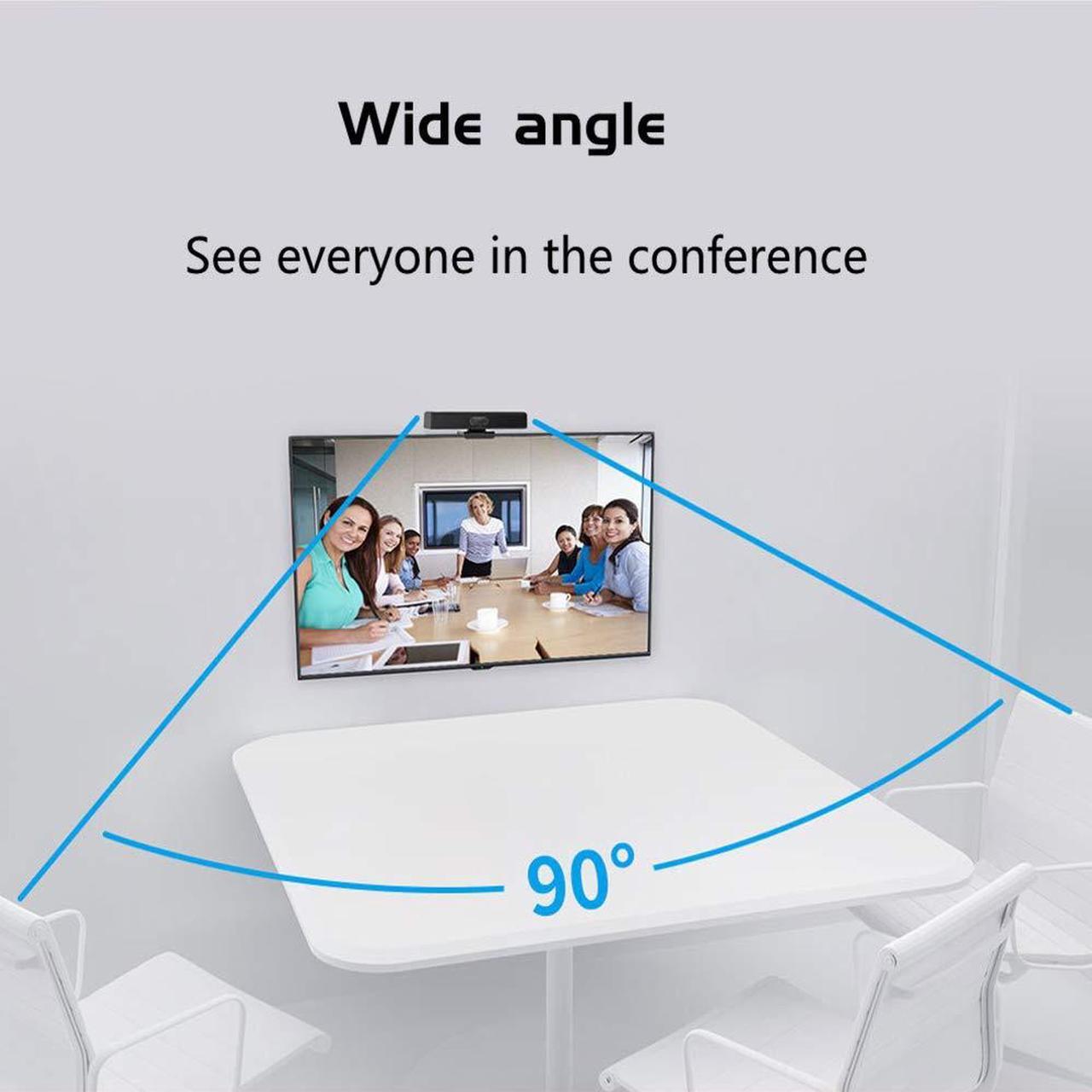 Alt view image 3 of 7 - Conference Room Camera with Microphone and Speaker, Wide Angle USB Video Conference Camera for Mac, PC, Laptop, Desktop (Black with Inverted Phase)