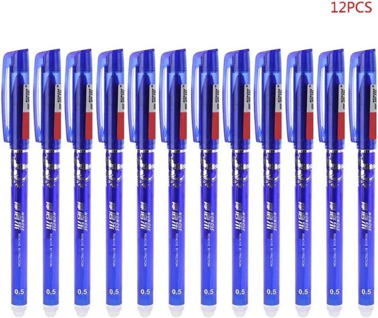 FOR 12Pcs Creative 0.5mm Erasable Gel Pens Blue Ink Office