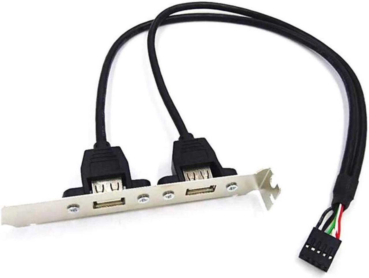 FOR 2 Port USB 2.0 Motherboard Rear Panel Expansion Bracket to IDC 9 Motherboard USB Cable Host Adapter