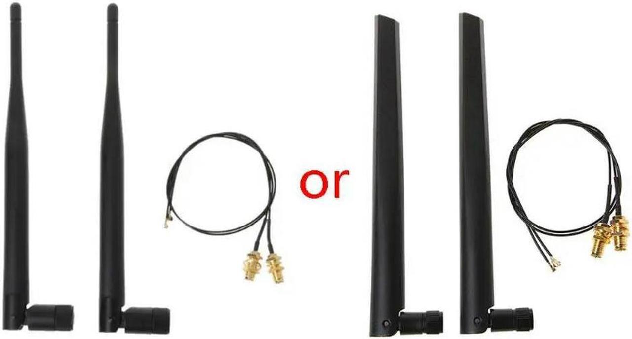 FOR 2x 6dBi 2.4GHz 5GHz Dual Band WiFi Router Network Card RP-SMA Antenna 2 x U.fl IPEX Cable N8S5