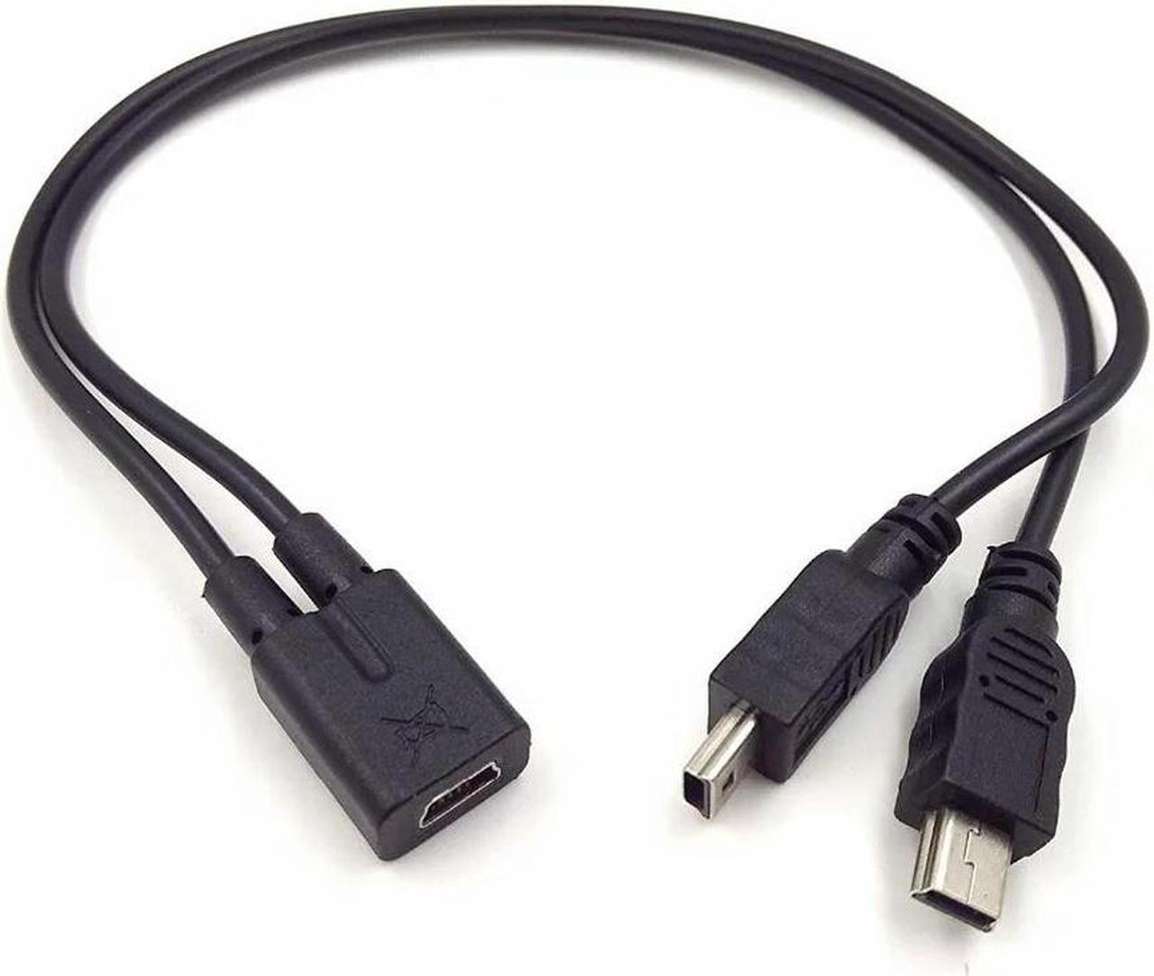 FOR Mini USB female to 2 mini 5-Pin male Converter High Speed Cable Cord Y cable