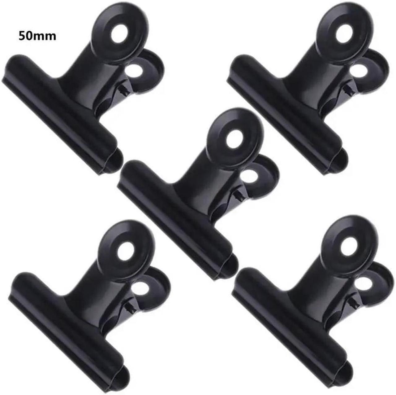 FOR 5 Pcs Bulldog Letter Clips Stainless Steel Black Metal Paper File Binder Clip Stationary Office