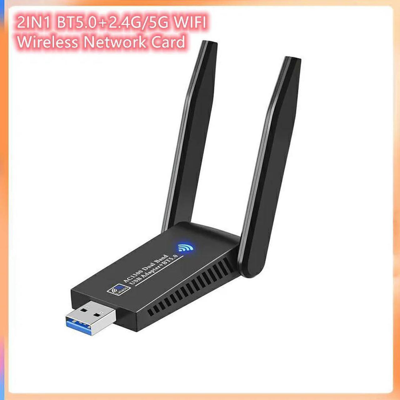 FOR WiFi Network Card USB 3.0 1300M 802.11ac Adapter AC1300 With Antenna For PC Mini Dongle