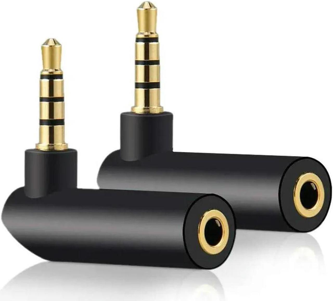 FOR 2pack 3.5mm Angle Male to Female Audio Adapter 90 Degree Right Angle Gold-Plated TRS Stereo Jack Plug AUX Connector