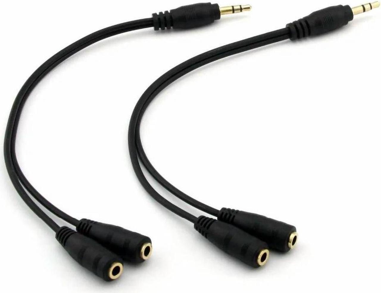 FOR 2PCS Gold Plated 3.5mm Stereo Jack Splitter Cable Adapter Connectors,3.5mm Male To 2 X Female for Speakers For Player