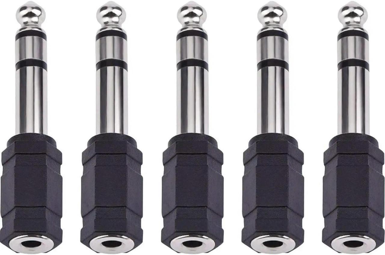 FOR Headph Adapter 6.35 mm Male to 3.5 mm Female Stereo Audio Earph Jack Adapter 5 Pieces Black