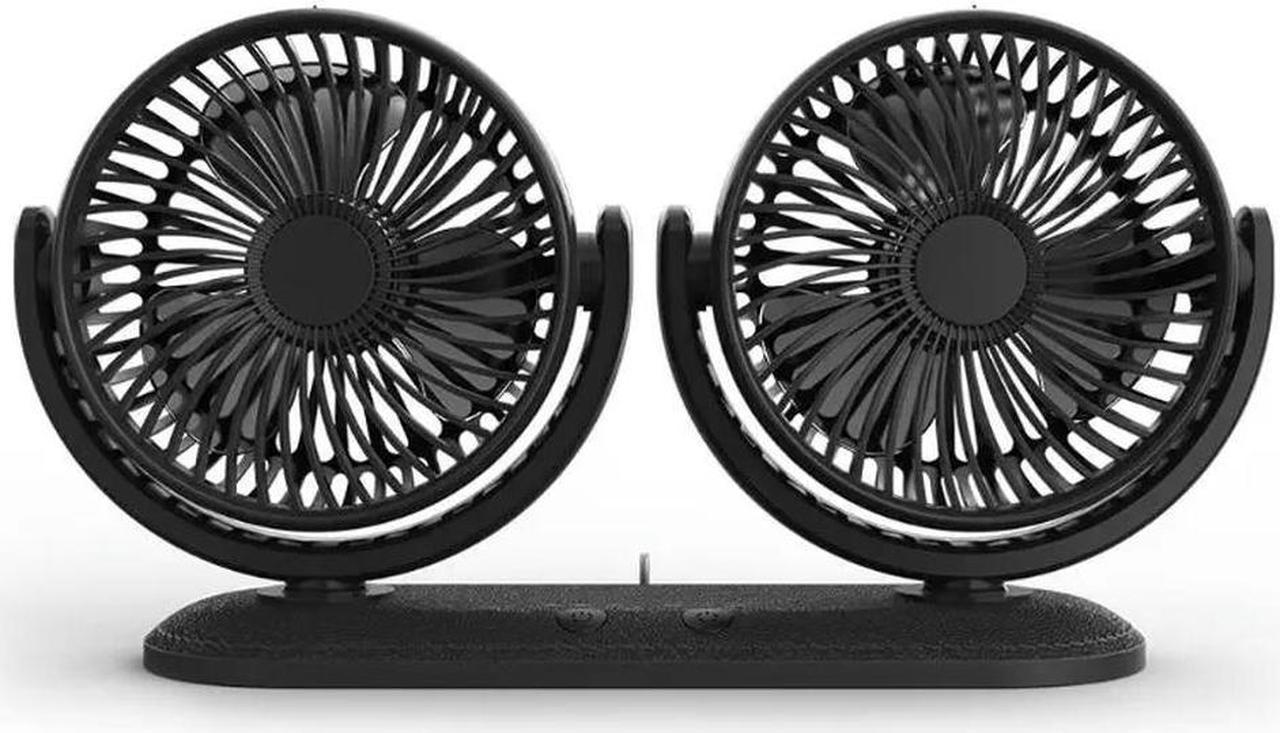 FOR USB 5V 2A Fan 360° Rotatable Dual Head Car Fan Adjustable 3 Speeds Dashboard Desk Auto Fan for Vehicle Truck Van SUV RV Boat