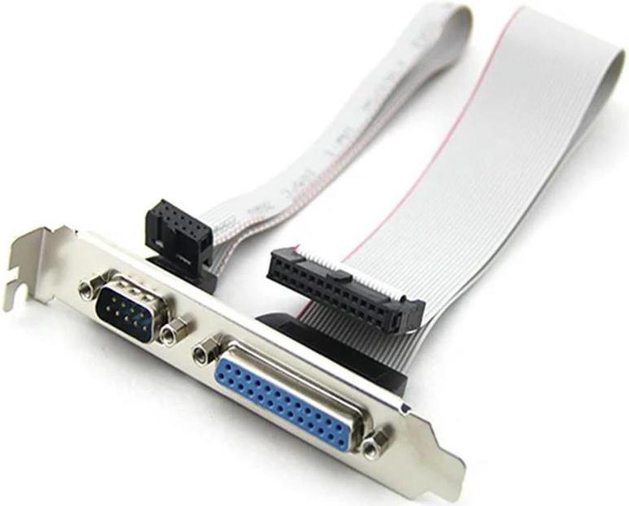 FOR DB25 25Pin Parallel Port Printer LPT + RS-232 RS232 COM DB9 9Pin Serial Port Cable Cord Wire Bracket