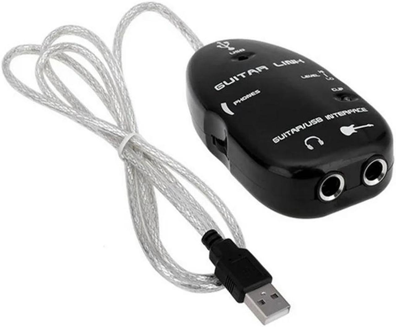 FOR Black Easy Plug and Play Guitar Link to USB Interface Cable for PC and Video Recording 24