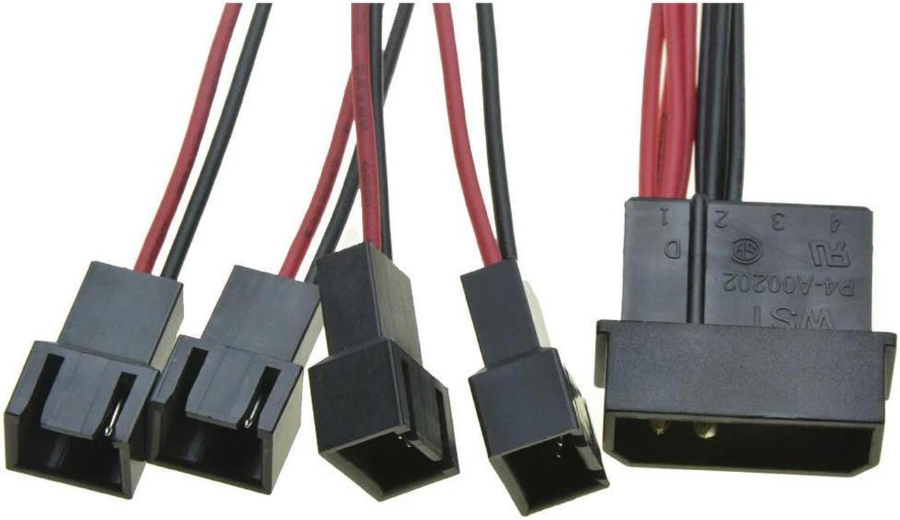 FOR Molex IDE Male Port 1 to 4 ways 3Pin Fan Male port Cable D plug to3 Pin cooler Y Splitter Power supply Cable 12V