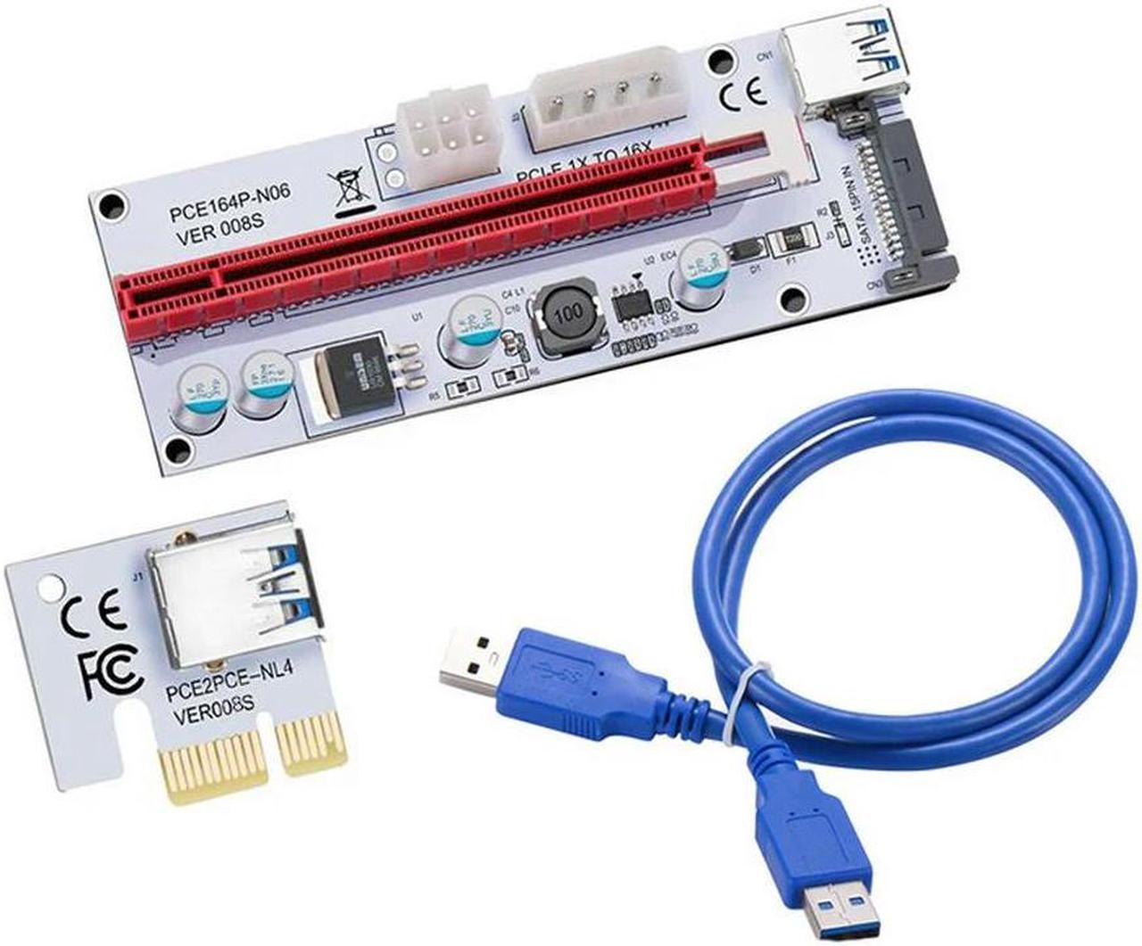 FOR 60cm PCI-E Card PCIe 1x To 16x Adapter 4Pin 6Pin SATA Power USB 3.0 Cable for Bitcoin Miner Mining Expansion Converter