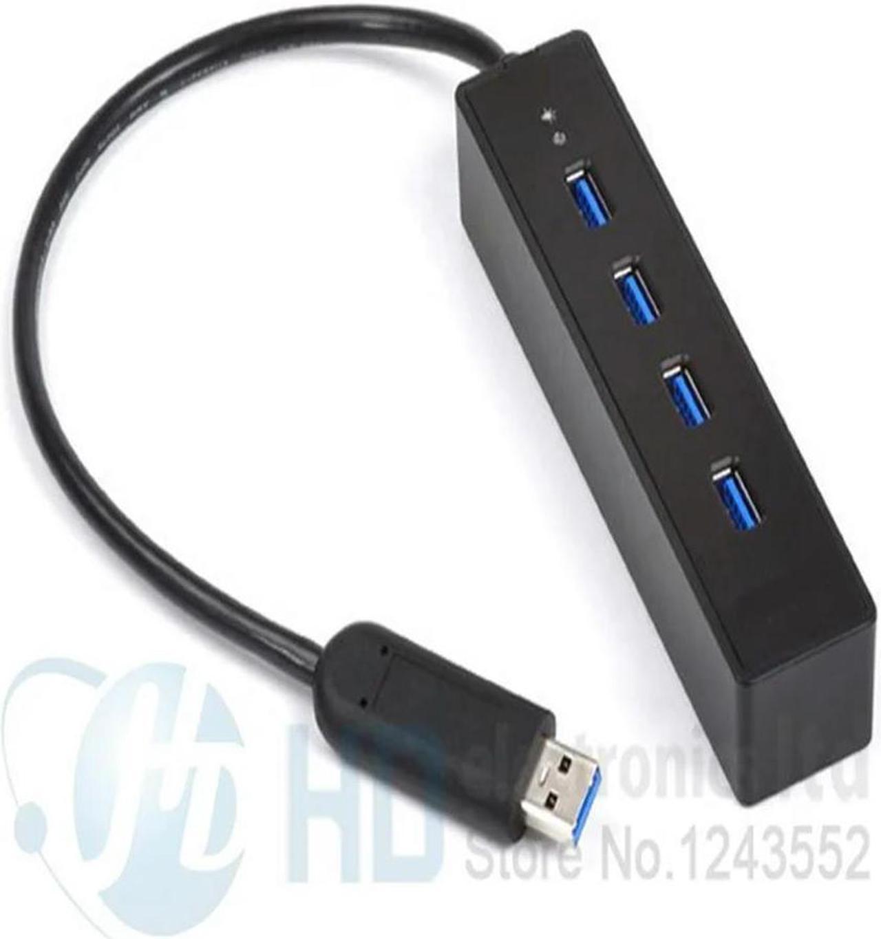 FOR Portable Super Speed 4 ports USB 3.0 Hub LED Indicator 5Gbps -swap Black