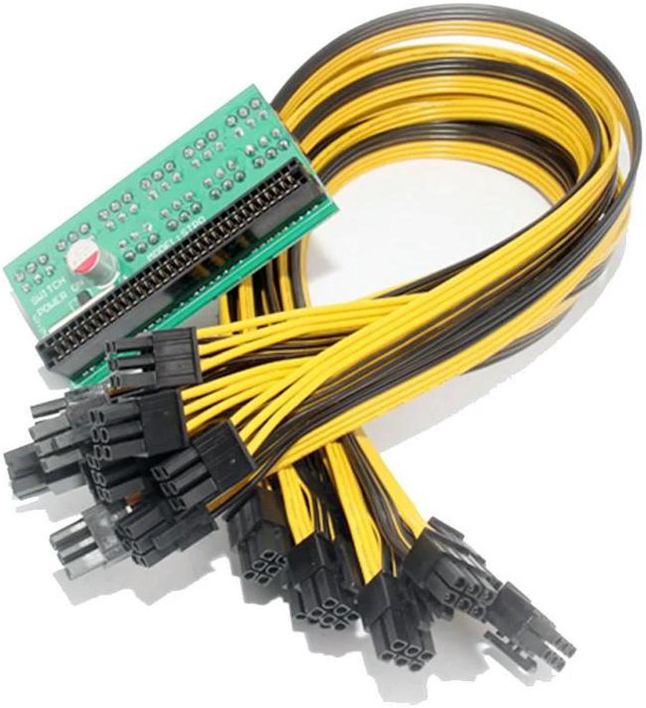 FOR 10 Port 6Pin Breakout Adapter Board With 10PCS 50CM UL 1007 6Pin Male to 6Pin Male Cable 18AWG Wire Mining Power Supply Kit