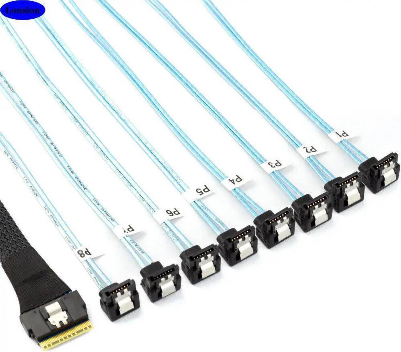 FOR PCI-E SAS SFF-8654 8I to 8 Ports SATA 90 degree server hard drive Adapter cable