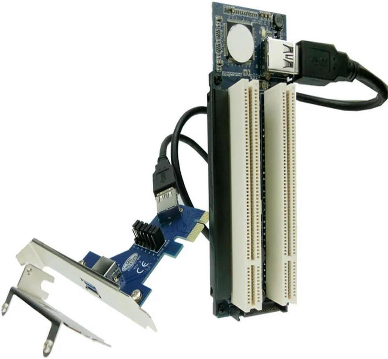 FOR PCI x1 PCIe TO 2 PCI Adapter Router Dual PCI slot Card usb3.0 low profile bracket