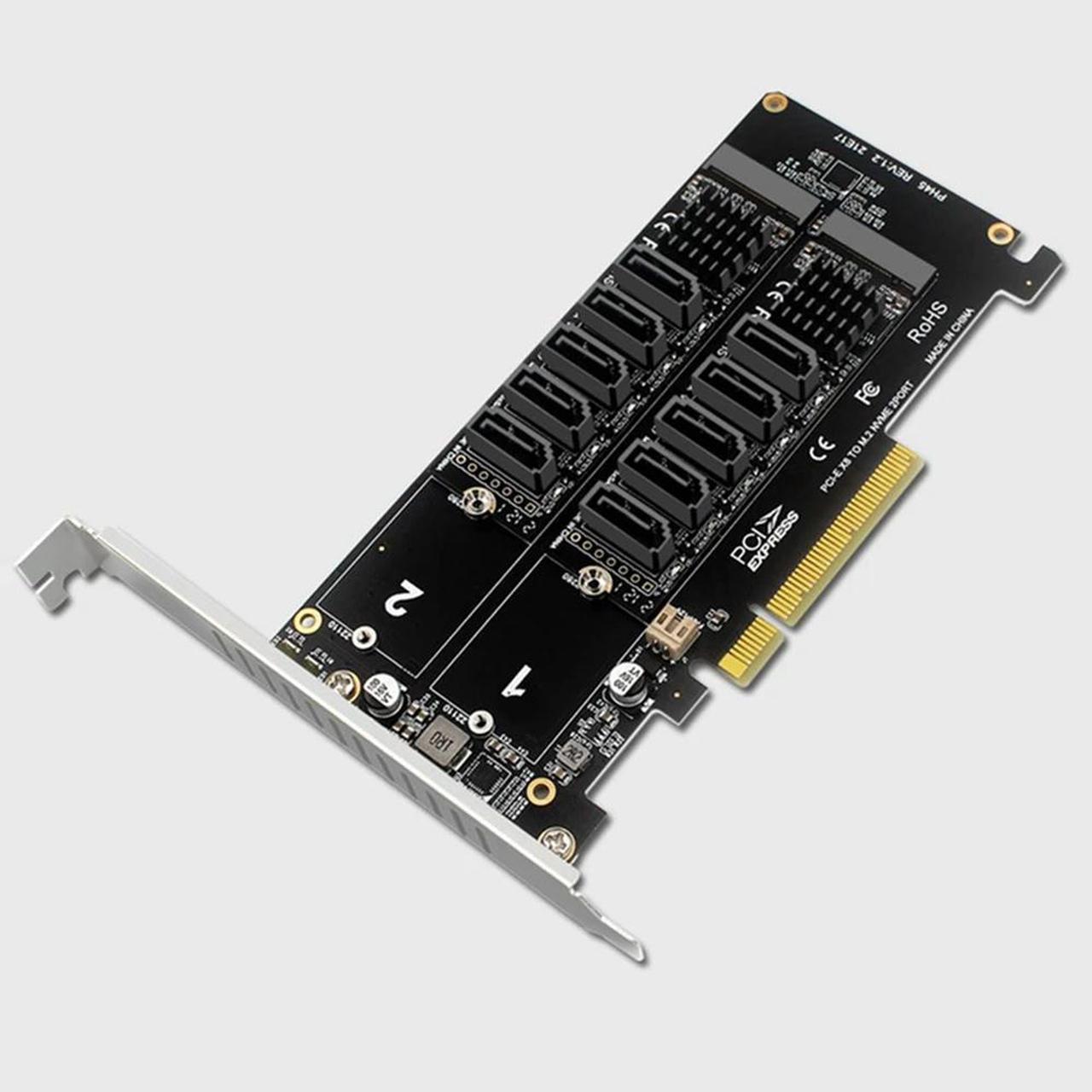 FOR PCI-E sata Expansion Card Dual NVME RAID PCI-E X8 Split Card to SATA 10-Port Adapter Pcie Card JMB585 set