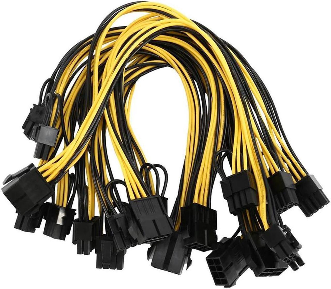 FOR 6 Pcs Pcie Splitter 30CM 8 Pin To Dual Pcie 8 Pin (6+2) Graphics Card PCI Express Power Adapter GPU VGA Cable Mining