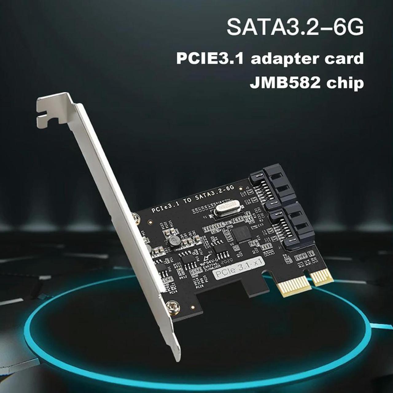 FOR PCI-E3.1 To 2 Port SATA3.2 6G Adapter Card 582 Chip SATA Hard Disk Expansion Card PCI-E Riser Card