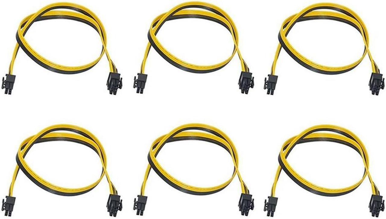 FOR 6 Pcs 6 Pin Male To 8 Pin (6+2) Male PCI-E PCIE Power Cable PSU GPU PC 60Cm